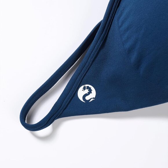 Ensign Blue Seamless Backless Padded Sports Bra with Adjustable Straps for Women - Picture 3 of 6